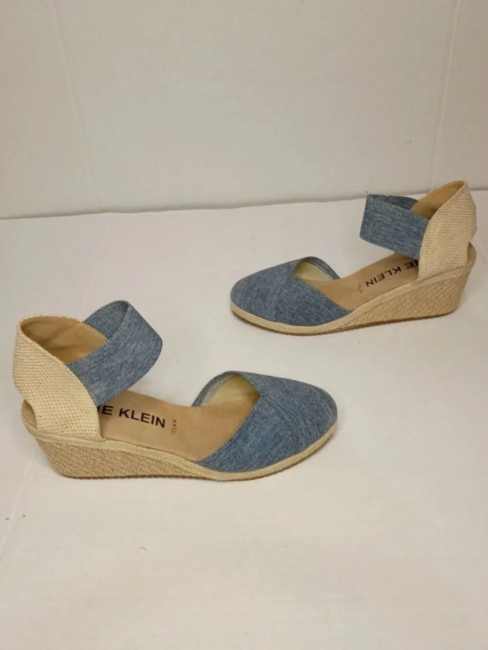 Anne Klein Zatia Denim Espadrille Wedge Sandals Blue Women's Size 8.5M